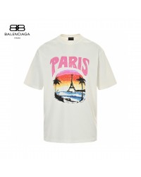 Balenciaga White T-Shirt with Paris Graphic
