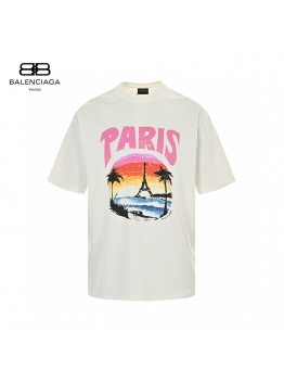 Balenciaga White T-Shirt with Paris Graphic