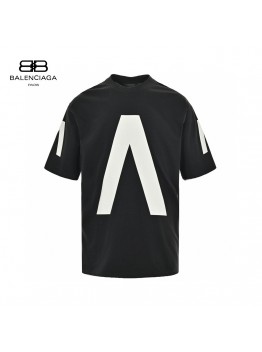 Balenciaga White Logo Graphic T-Shirt (Black)