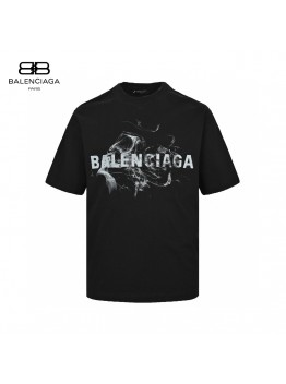 Balenciaga Smoke Print Logo T-Shirt (Black)