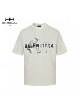 Balenciaga Smoke Print Logo T-Shirt (White)