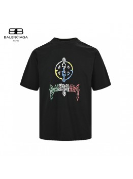 Balenciaga Multicolor Graphic Logo Black T-Shirt
