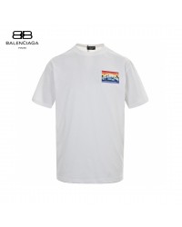 Balenciaga White T-Shirt with Mountain Graphic