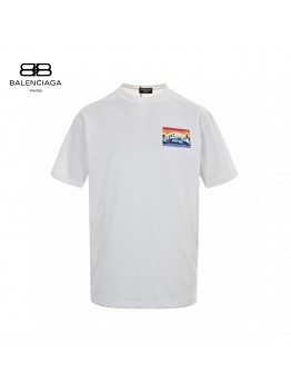 Balenciaga White T-Shirt with Mountain Graphic