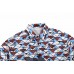 BALENCIAGA PATTERNED SHORT SLEEVE SHIRT BLUE BROWN
