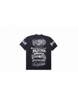 Balenciaga Multi-Logo T-Shirt (Black)