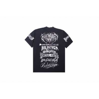 Balenciaga Multi-Logo T-Shirt (Black)