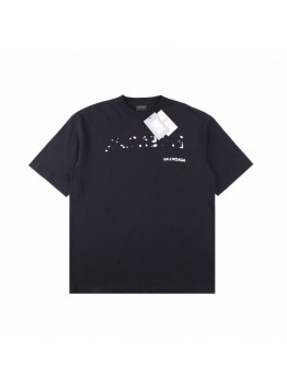 BALENCIAGA DISTRESSED LOGO T-SHIRT BLACK