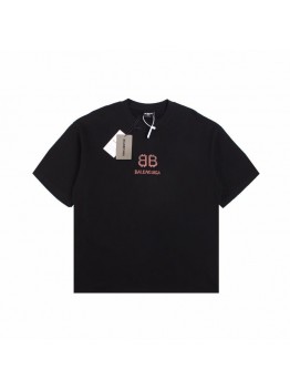 BALENCIAGA DOUBLE B LOGO T-SHIRT BLACK