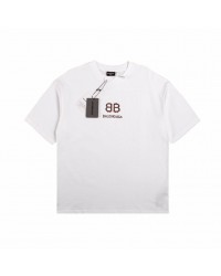 BALENCIAGA DOUBLE B LOGO T-SHIRT WHITE