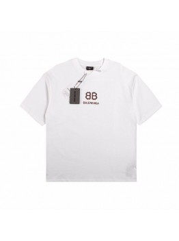 BALENCIAGA DOUBLE B LOGO T-SHIRT WHITE