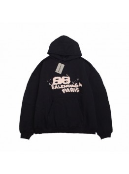 BALENCIAGA GRAFFITI LOGO HOODIE BLACK