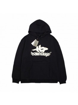 BALENCIAGA GRAPHIC LOGO HOODIE BLACK