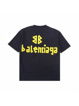 BALENCIAGA LOGO T-SHIRT BLACK YELLOW