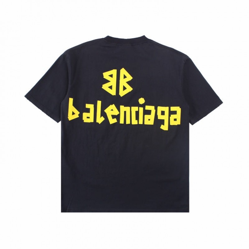 BALENCIAGA LOGO T-SHIRT BLACK YELLOW