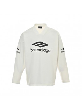 BALENCIAGA LONG SLEEVE LOGO SHIRT WHITE