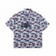 BALENCIAGA PATTERNED SHORT SLEEVE SHIRT BLUE BROWN