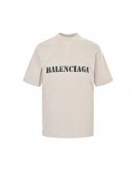 BALENCIAGA STENCIL LOGO T-SHIRT BEIGE