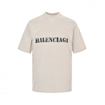 BALENCIAGA STENCIL LOGO T-SHIRT BEIGE