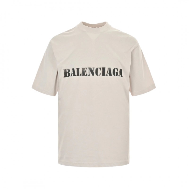 BALENCIAGA STENCIL LOGO T-SHIRT BEIGE