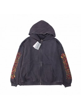 BALENCIAGA ZIP-UP HOODIE WASHED GREY
