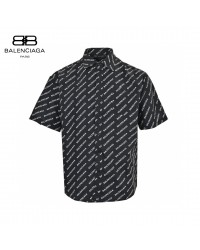 Balenciaga All-Over Logo Print Shirt (Black)