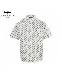 Balenciaga All-Over Logo Print Shirt (White)