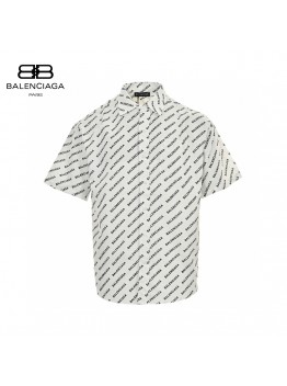 Balenciaga All-Over Logo Print Shirt (White)