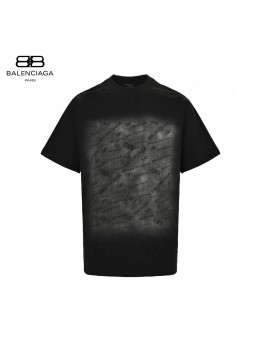 Balenciaga All-Over Logo Print T-Shirt (Black)