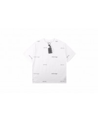 Balenciaga Allover Logo Print T-Shirt - White