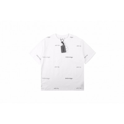 Balenciaga Allover Logo Print T-Shirt - White