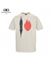 Balenciaga Beige T-Shirt with Abstract Graphic