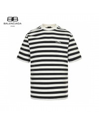 Balenciaga Black and White Striped T-Shirt