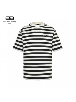 Balenciaga Black and White Striped T-Shirt