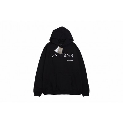 Balenciaga Black Distorted Logo Hoodie