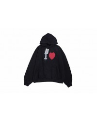Balenciaga Black Hoodie with "I Love" Graphic