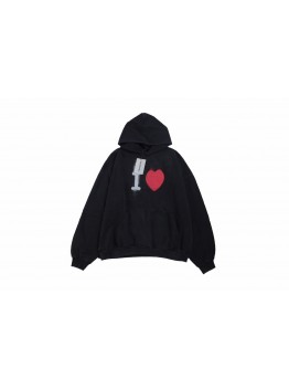 Balenciaga Black Hoodie with "I Love" Graphic