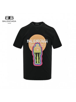 Balenciaga Black T-Shirt with Graphic Design