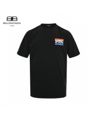Balenciaga Black T-Shirt with Mountain Graphic