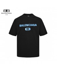 Balenciaga Blue Logo T-Shirt (Black)