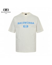 Balenciaga Blue Logo T-Shirt (White)