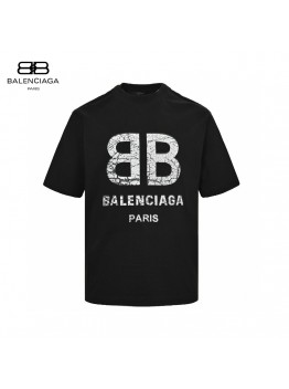Balenciaga Cracked 'BB' Logo T-Shirt (Black)