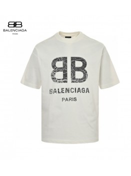 Balenciaga Cracked 'BB' Logo T-Shirt (White)
