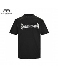 Balenciaga Distressed Logo T-Shirt in Black