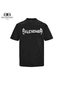 Balenciaga Distressed Logo T-Shirt in Black