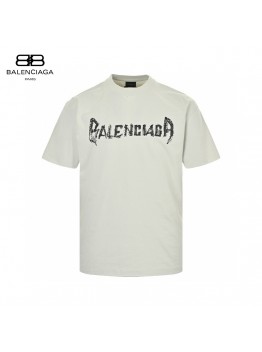 Balenciaga Distressed Logo T-Shirt in White