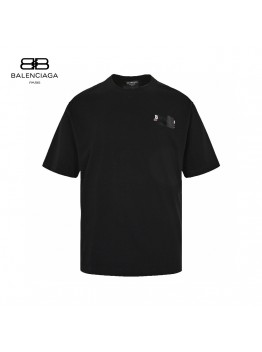 Balenciaga Embroidered Patch Logo T-Shirt (Black)