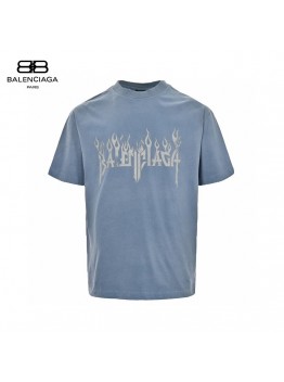 Balenciaga Flame Logo T-Shirt (Blue)