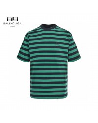 Balenciaga Green and Black Striped T-Shirt