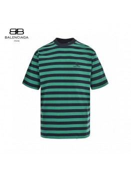 Balenciaga Green and Black Striped T-Shirt